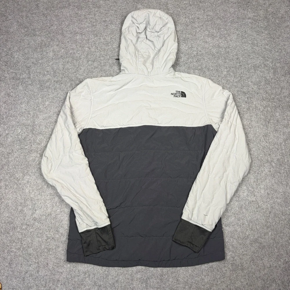 The North Face Mens Grey Black Colorblock Puffer Jacket Hooded Small